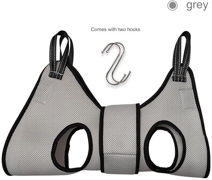 Dog Grooming Hammock, Cat Hanging Harness for Nail Trimming with Nail Clippers, Dog Sling for Nail Clipping, Grooming Harness for Dogs at Home (Grey, m)