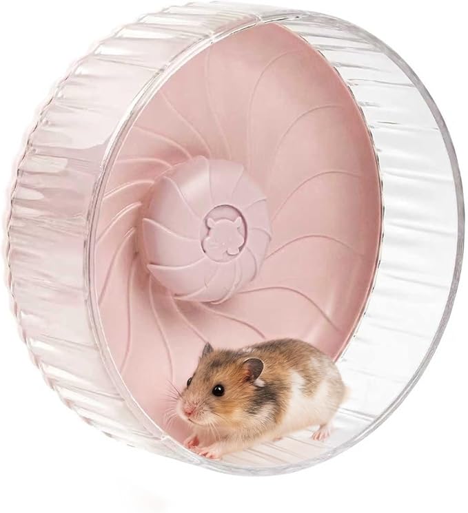 Silent Hamster Wheel, 10in Hamster Wheel No Stand, Double-Bearing Quiet Spinner for Syrian Hamsters, Hedgehogs, Mice & Small Pets, Pink