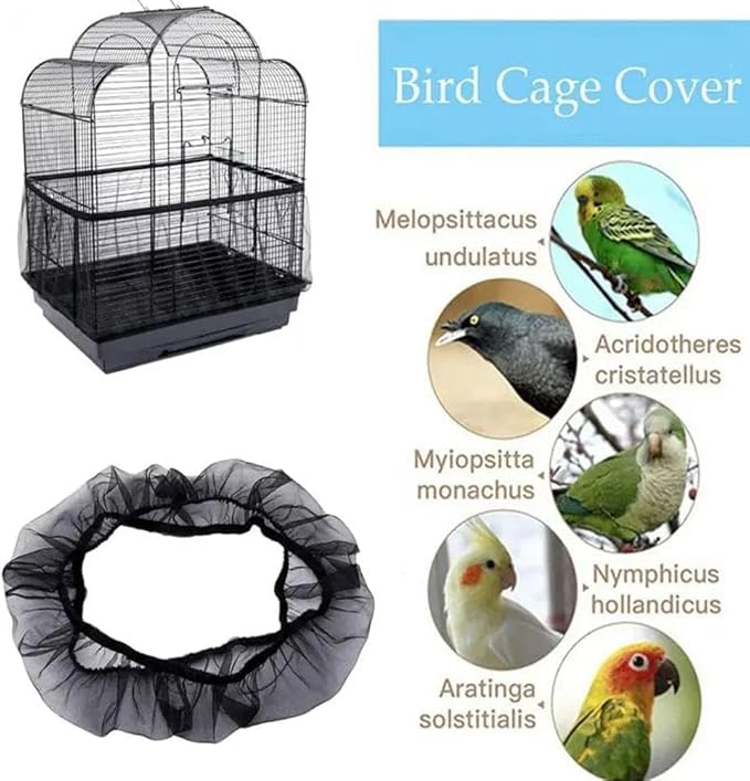 Bird Cage Cover,Universal Birdcage Seed Catcher Guard Net Cover, Nylon Pet Bird Cage, Airy Gauze Birdcage Accessories Mesh Net Bonsai Protection Accessories