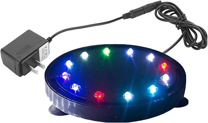 5 inch 12 LED Aquarium Bubble Light Air Stone, Fish Tank LED Air Bubbler Light Submersible Air Pump Bubble Stone Lamp for Turtle Fish Tank Decoration