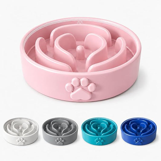 Slow Feeder Dog Bowls – 1.5-Cup Ceramic Dog Bowl Slow Feeder – Microwaveable Dog Slow Feeder for Small and Medium Dogs – Lead and BPA-Free Ceramic Pet Bowl – Pet Feeder for Fast Eaters