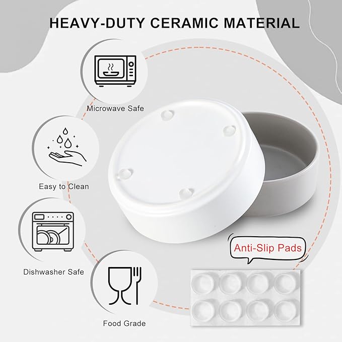 Ceramic Dog Bowl for Food and Water - Pet Feeder Bowl for Small to Medium Dogs and Indoor Cats - Heavy Ceramic Feeding Dish with Non Slip Base - Dishwasher & Microwave Safe - 6 Inch - 2.1 Cups - White