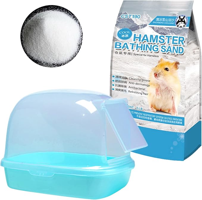 Hamiledyi Chinchilla Sand Bath, Gerbil Dust Bath Potty Litter Plastic Container Hideout Sleep Bathtub for Guinea Pigs Dwarf Hamster (2 LB)