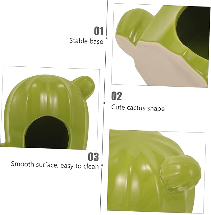 Ceramic Hamster Hideout Cactus-Shaped Cooling Nest for Small Pets Comfortable for Hamsters and Other Small Animals Decorative and Fun