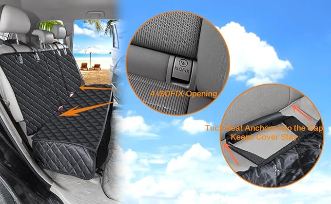 ANOSOSPECIAL Dog Car Seat Cover for Back Seat Cover for Kids, Waterproof X Large Rear Seat Protector for Pet Auto SUV Truck (XL, Black)