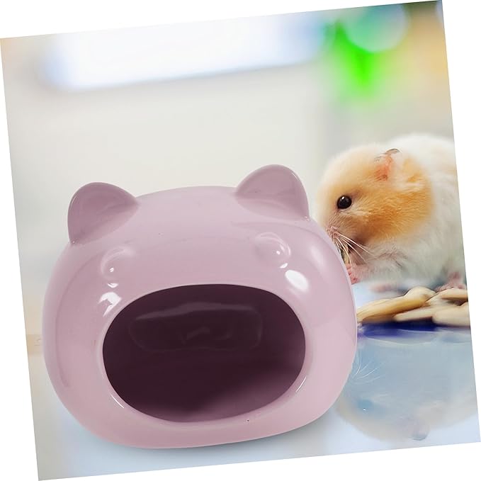 Ceramic Small Animal Hideout for Guinea Pigs Hedgehogs Hamsters Cooling Pet Supply Cute Comfortable Shelter in Large Light Purple