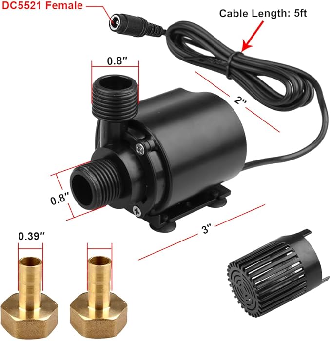 DC 12V Submersible Water Pump for Aquarium, Pond, Fountain | Adjustable Power