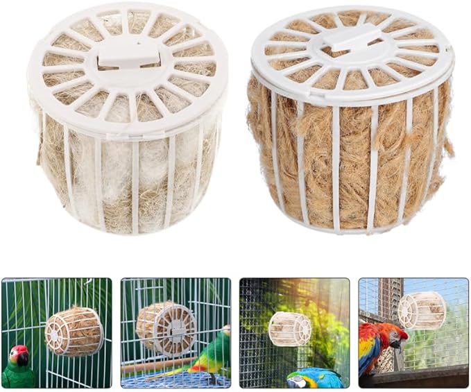 Yardwe 2 Sets Natural Jute Bird Nesting Material for Parakeet Canary Finch Soft Comfortable Bedding 2.87X2.87X2.55 Inches