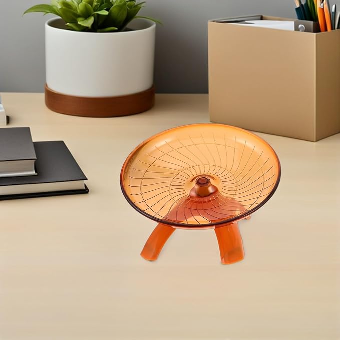 Silent Pet Running Wheel for Hamsters and Small Animals – Quiet Flying Saucer Exercise Wheel with Non-Slip Surface, Suitable for Gerbils, Mice, Hedgehogs, Small Pets, Orange