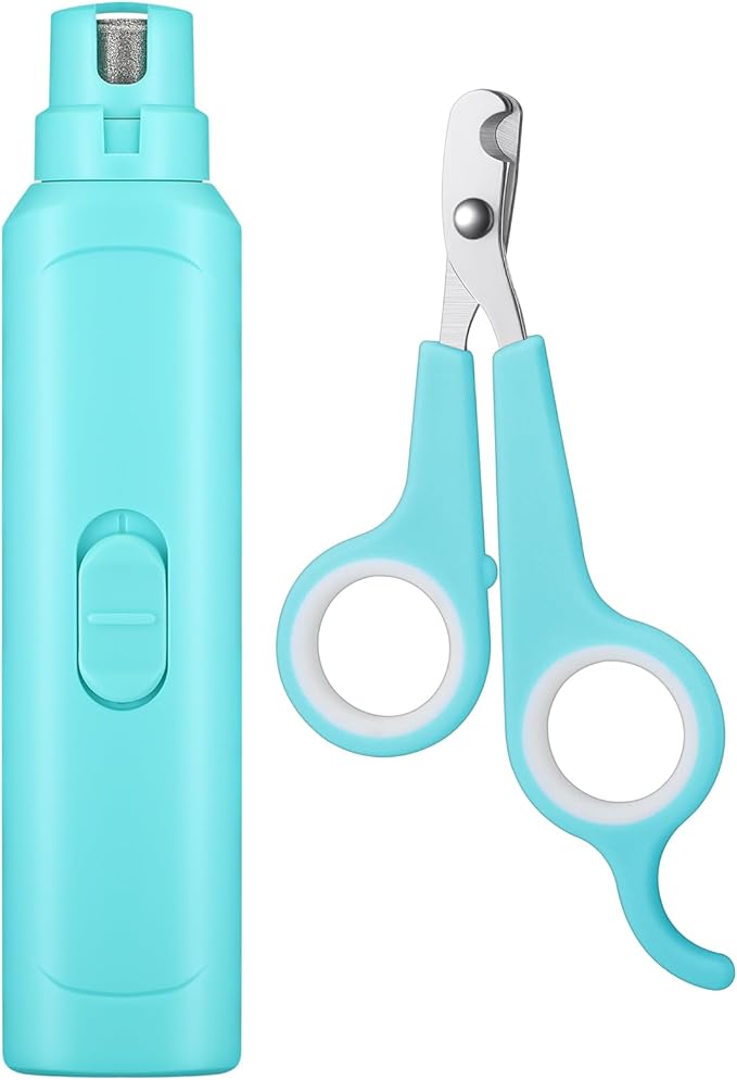 Lasnten 2 Pcs Bird Nail Grinder with Clipper Bird Nail Trimmer File Pet Grooming Tool for Parrot Budgerigars Parakeets Myna Conure Finches Lovebirds (Cyan Blue)