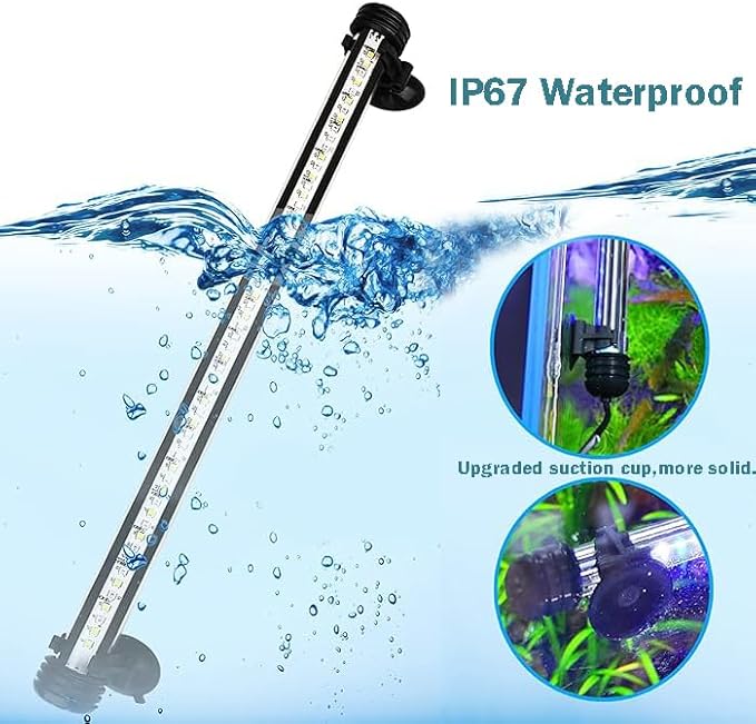 Submersible Aquarium Light Underwater Fish Tank Light with Timer Auto On/Off, LED Aquarium Light Bar 3 Light Modes Dimmer Adjustable Brightness,44.5inch (with Timer&dimmer)