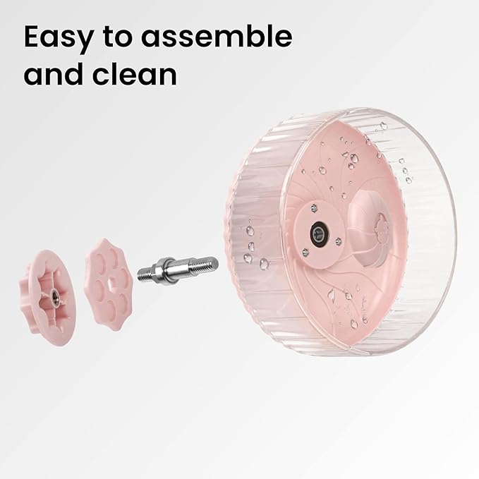 Silent Hamster Wheel, 10in Hamster Wheel No Stand, Double-Bearing Quiet Spinner for Syrian Hamsters, Hedgehogs, Mice & Small Pets, Pink