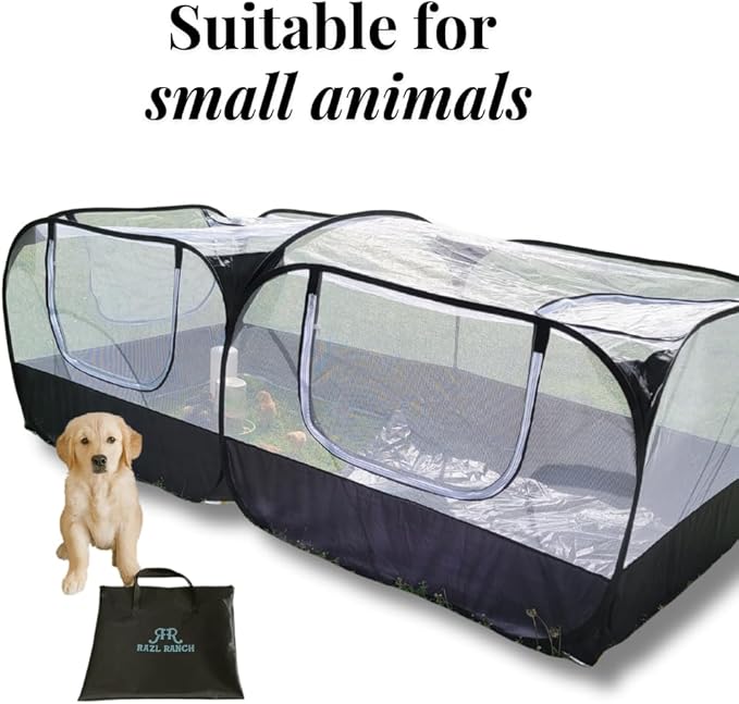 Small Animal Playpen Chicken Brooder with Cord Access Port, Portable Pop Up Pet Playpen with Detachable Base, for Indoor & Outdoor Use, Foldable Playpen, Comes with Silicon Pet Bowl
