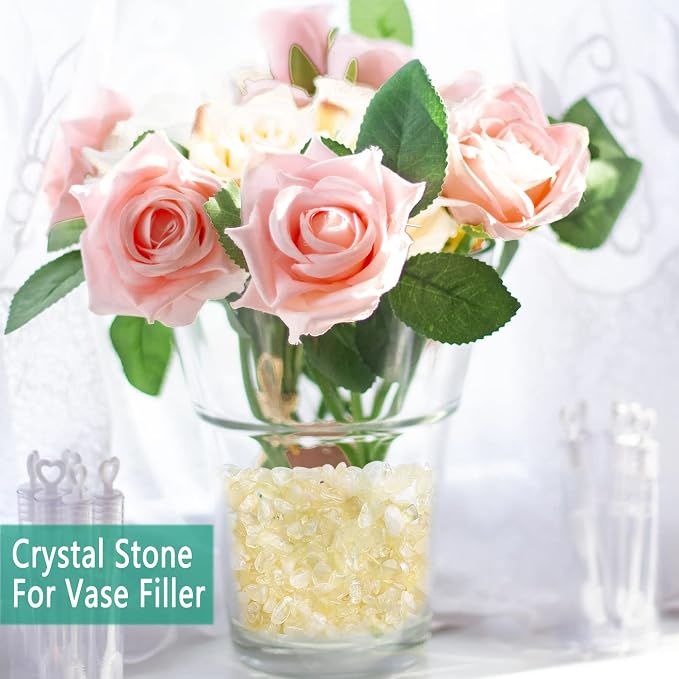 Natural Citrine Crystal Quartz Rocks Chips Vase Filler Rocks for Succulent Plant Small Fish Tank Aquarium Gravel Decorative Pebbles Stones(200 gram)
