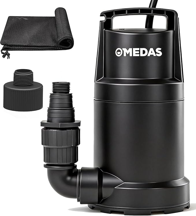 MEDAS Portable Sump Pump for Swimming Pool, Garden Pond, Basement Water Removal with 10ft Power Cord 1/2HP
