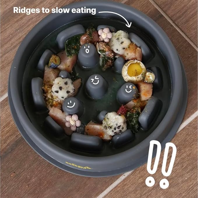 Slow Mo Bowl | Slow Feeder Dog Bowl for Fast Eaters, Improves Digestion & Reduces Bloating, Fun Interactive Design, & Dishwasher Safe | Kubi Pets