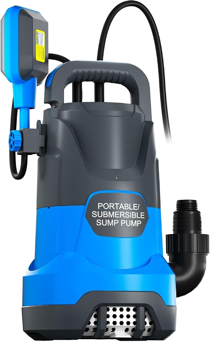 Submersible Water Automatic Sump Pump 1HP Clean/Dirty Water Removal Pump 4000PGH With Float Switch Electric Portable Transfer Water Pump for Swimming Pool Garden Pond Basement Draining