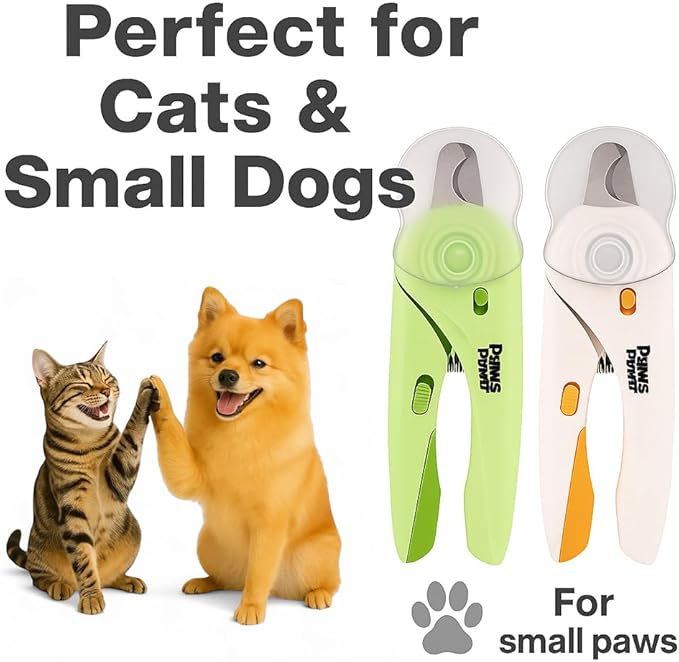Cat Nail Clipper & Small Dog Nail Clippers with LED Light - Illuminates Nails & Bloodline for Safe, Easy Trimming - Extra Sharp, Avoid Over-Cutting - Essential Cat Supplies, Green