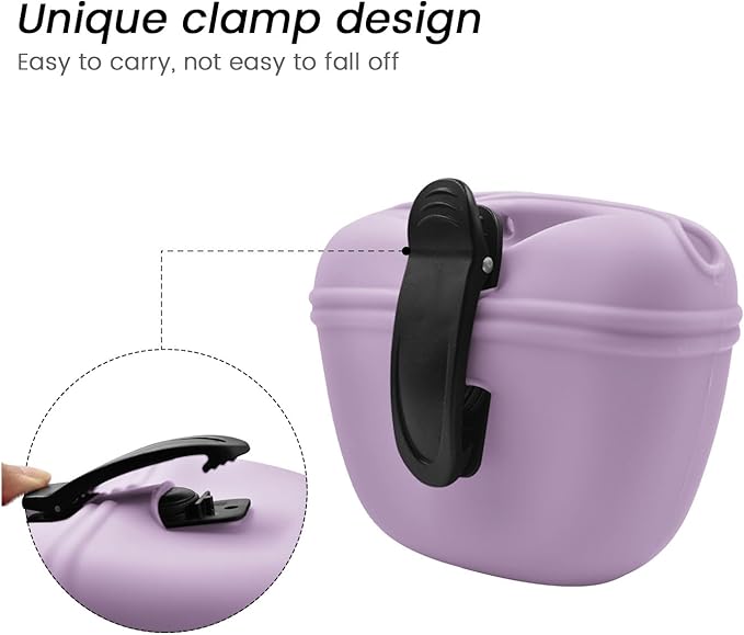 AUDWUD Silicone Dog Treat Pouch,With Dog Training Clicker,Clip on Portable Training Container,Convenient Magnetic Buckle Closing and Upgraded Waist Clip for Enhanced Stability