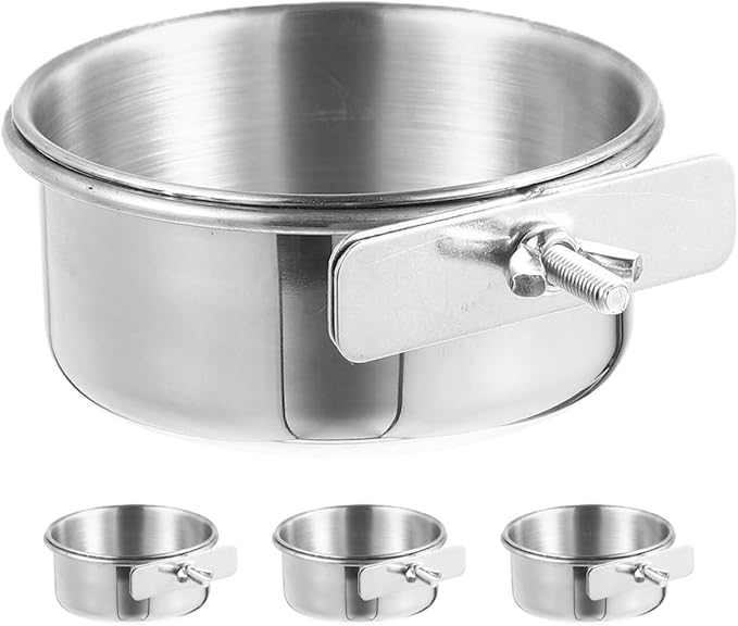 4pcs Stainless Steel Bird Bowls for Cage Feeding, 10cm Small Pet Food and Water Dishes, Sturdy Coop Cups for Parakeets, Small Parrots, and Small Birds
