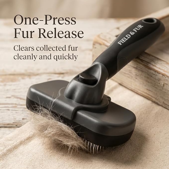 FIELD & FUR Slicker Brush: Essential Dog & Cat Grooming Tool for Shedding, Detangling, and Daily Care - Perfect for Doodles, Poodles, and Puppies with Comfortable Grip and Fine Stainless Steel Pins