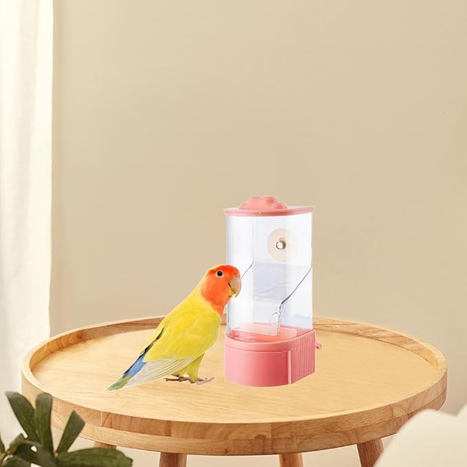No Mess Bird Feeder Hanging Feeding Station Anti Splashing Parrot Foraging Feeder Food Container for Cockatiel Budgies Canary Pink(Pink)