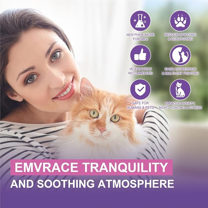Cat Calming Diffuser Refill Kit - 35 Days Pheromone Formula to Relieve Stress, Reduce Scratching, Urine Spraying & Hiding - for Cats & Kittens