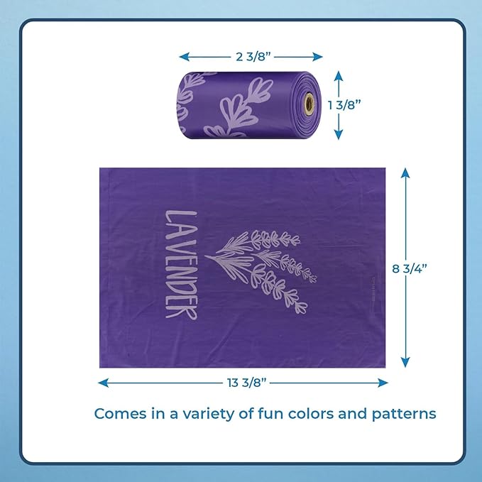 Best Pet Supplies Dog Poop Bags for Waste Refuse Cleanup, Doggy Roll Replacements for Outdoor Puppy Walking and Travel, Leak Proof and Tear Resistant, Thick Plastic - Purple (Scented), 240 Bags