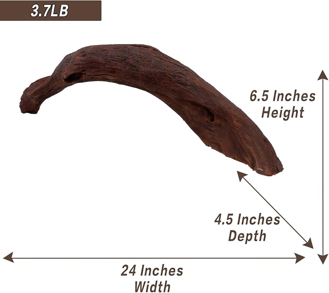 Natural Driftwood for Aquarium Decor, W24×D4.5×H6.5 Large Drift Wood Decorations for Reptile Hide, Fish Tank, Optional Shapes 07