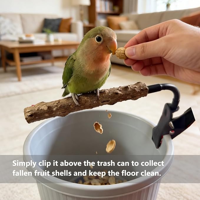 Parrot Bird Perch Stand with Clip,Adjustable & Portable Parrot Stand,Bird Training Stand for Cockatiels, Conures, Lovebirds and Medium & Small Parrots(Rough)