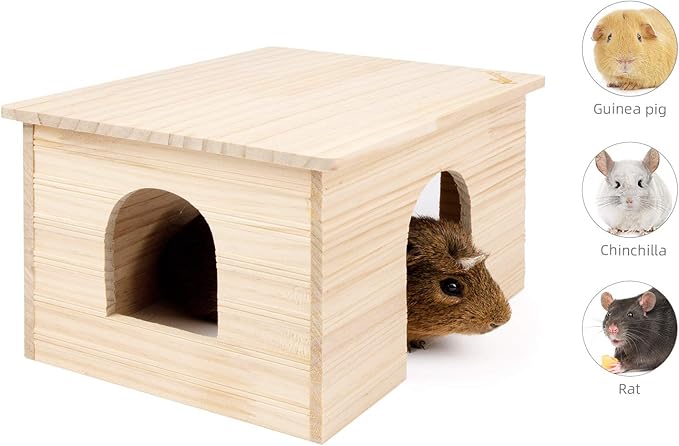Niteangel Wood House with Window, Chinchilla and Guinea Pigs Hut Hideout