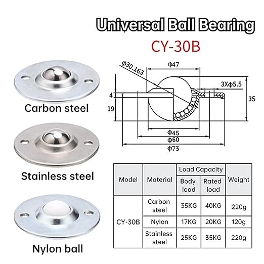 1PCS CY-30B Flying Saucer Universal Ball Bearing Bull Eye Wheel Stainless Steel Nylon Ball Universal Ball(Nylon Ball)