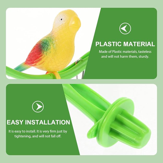 POPETPOP Swing Bird Model Bird Perch Toy Plastic Cage Stand Simulation Fake cage Toy Parakeets Perch Funny Teasing for Cockatiels Cockatoo Macaw