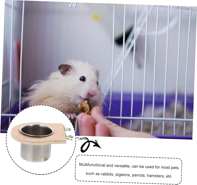 Happyyami 2pcs Parrot Cage Hanging Cup Stainless Steel Feeding Basin Bird Coop Cups