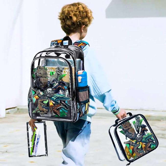 CCJPX 3Pcs Clear Backpack for Girls, School Transparent Bookbag, Heavy Duty See Through Backpacks for Teens Elementary