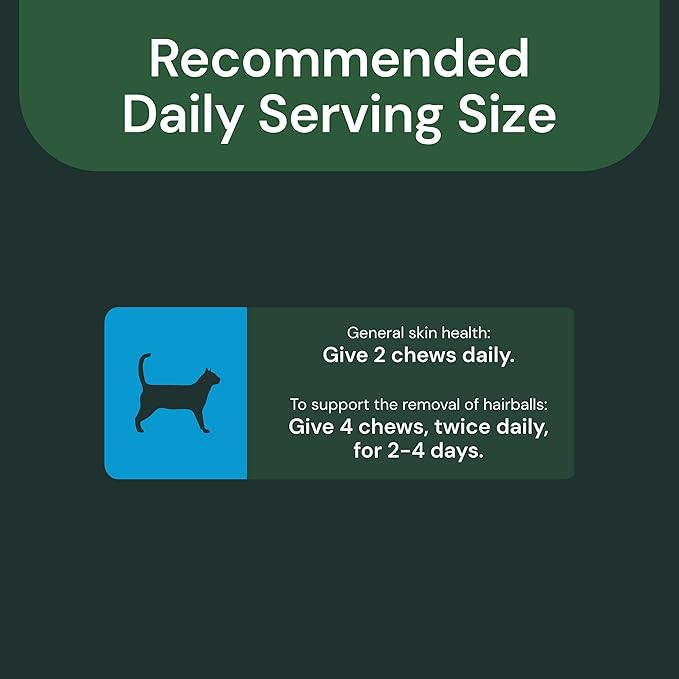 VetriScience Veterinary Strength Hairball Control for Cats - Cat Hairball & Digestion Support for Cats Skin & Coat Health Formula - Chicken Flavor - 60 Chews