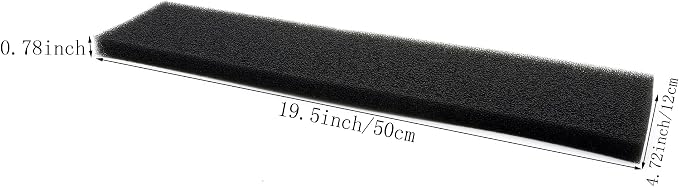 Aquarium Filter Sponge Pad Cut-to-Size Foam, 19.5" x 4.72" x 0.78" - 40PPI | Bio Sponge Filter Media, For Fish Tank, Pond Filter