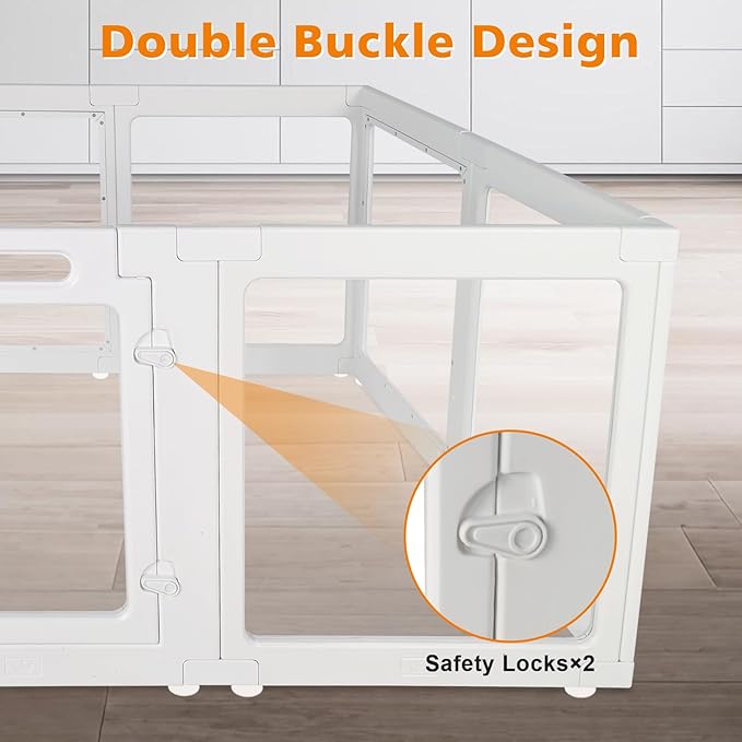 Clear Acrylic Plastic Dog Playpen with Door, 23.6"H Transparent DIY Puppy Cat Pet Play Pen, Modular Fence for Dog, Cat, Pig, Rabbit, Ferret, Easy Assemble Dog House Crate Kennel Whelping Cage