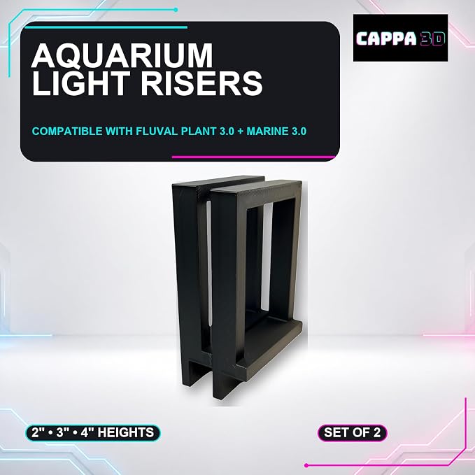 Aquarium Light Risers for Fluval Plant 3.0 & Marine 3.0 – 3″ LED Light Elevators, Heavy-Duty 3D-Printed PLA, Secure Fit for Better Plant Growth & Even Coverage (4 inch)