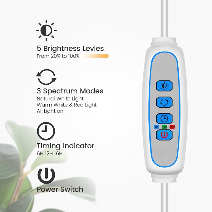 Floor Plant Light, 3 Head Full Spectrum Grow Light with Base | 252 LEDs 6000K Grow lamp,12V,23''-67'' Height Adjustable,3 Color Modes & 5 Dimmable,Timer 6/12/16H,for Large Plants