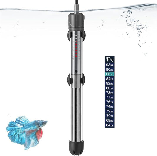 HITOP 200W Adjustable Aquarium Heater, Submersible Fish Tank Heater Thermostat with Suction Cups for 30-45Gal