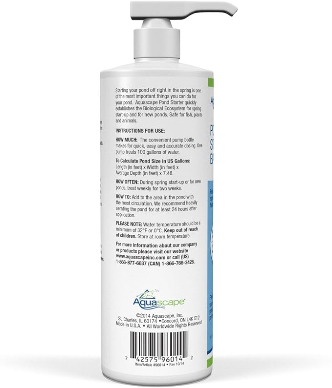 Aquascape 96014 Pond Starter Bacteria Treatment Liquid 500 ml/16.9 oz for Water Feature and Garden, Medium