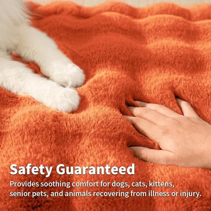 SOMAHE Cat Bed Mat, Soft Plush Faux Fur Kneading Pet Bed, Machine Washable Cat Sleeping Pad for Indoor Cats & Kittens, Non-Slip Fluffy Cat Rug for Couch Sofa Floor, 23x15 Inch Orange