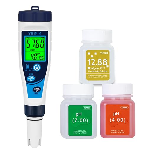 Salt Meter for Pools & pH Meter,Digital 5 in 1 Salinity Meter | Swimming Pool Salinity Meter,EC/TDS Meter for Hydroponic Household Drinking Water Hot Tub Aquarium Brewing/Fish Tank…