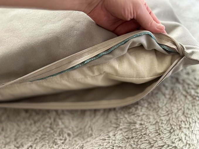 Natural Cotton Canvas Dog Bed – Raw Cotton Filled Pet Cushion Insert, Breathable Eco-Friendly Dog Mattress, Durable Washable Cover with Zipper (Gray, Small 36"x22"x3")