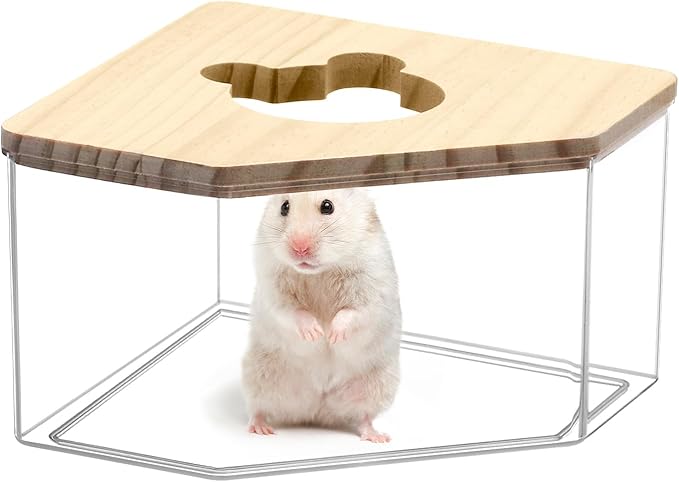 QWORK Animal Sand-Bath Box, Acrylic Sand Bath Shower Room & Digging Sand Container for Hamsters Mice