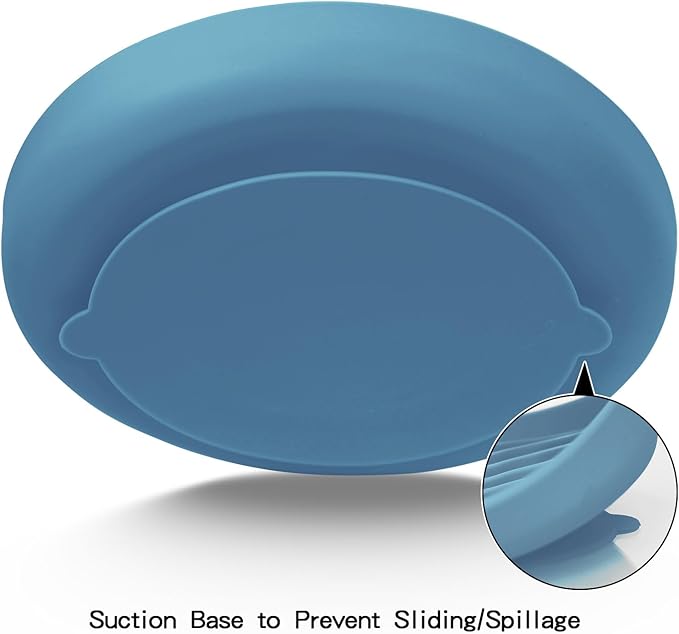 Slow Feeder Dog Bowls, Silicone Food Bowl Anti-Gulping, Pets Puppy Slow Feeder with Suction Cups, Dishwasher Microwave Safe for All Small Medium Dogs, Wave Design Blue