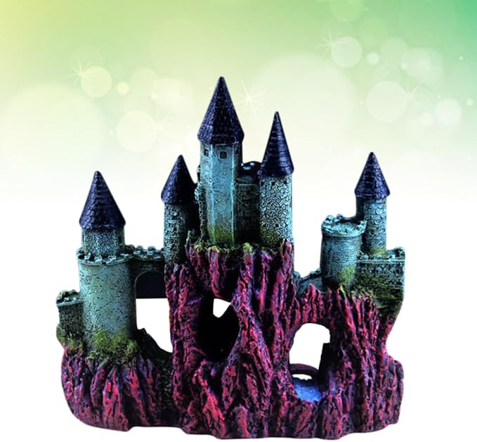 UKCOCO Simulation Castle Ornament Fish Tank Decoration Aquarium Landscaping Castle Made of Resin Easy to Clean Safe for Aquatic Fish Elegant Design and Aquarium Hideouts