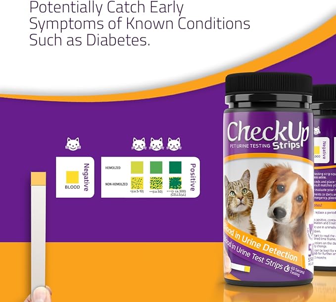 KIT4CAT CheckUp Blood in Urine Test Strips for Cats & Dogs | At-Home Hematuria Detection, Urinary Health Monitoring – 50 Reagent Strips
