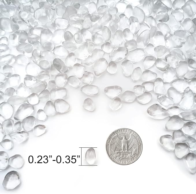 Keedolla 3 LB Clear Gravel for Fish Tank, Sea Glass Pebbles Marbles Pebbles Gravel Rocks Crystal Gemstones for Aquarium|Fish Turtle Tank|Vase Filler|Flowerpot Decoration